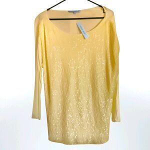 Antonio Melani Top Womens Large Yellow Sequin Sparkle Vibrant Dazzle Festive NEW